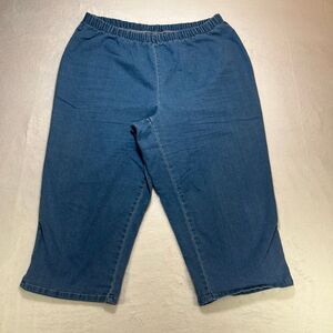 Denim 24/7 Women's Plus Size 22W Pull-On Denim Capri Pants Elastic Waist Blue
